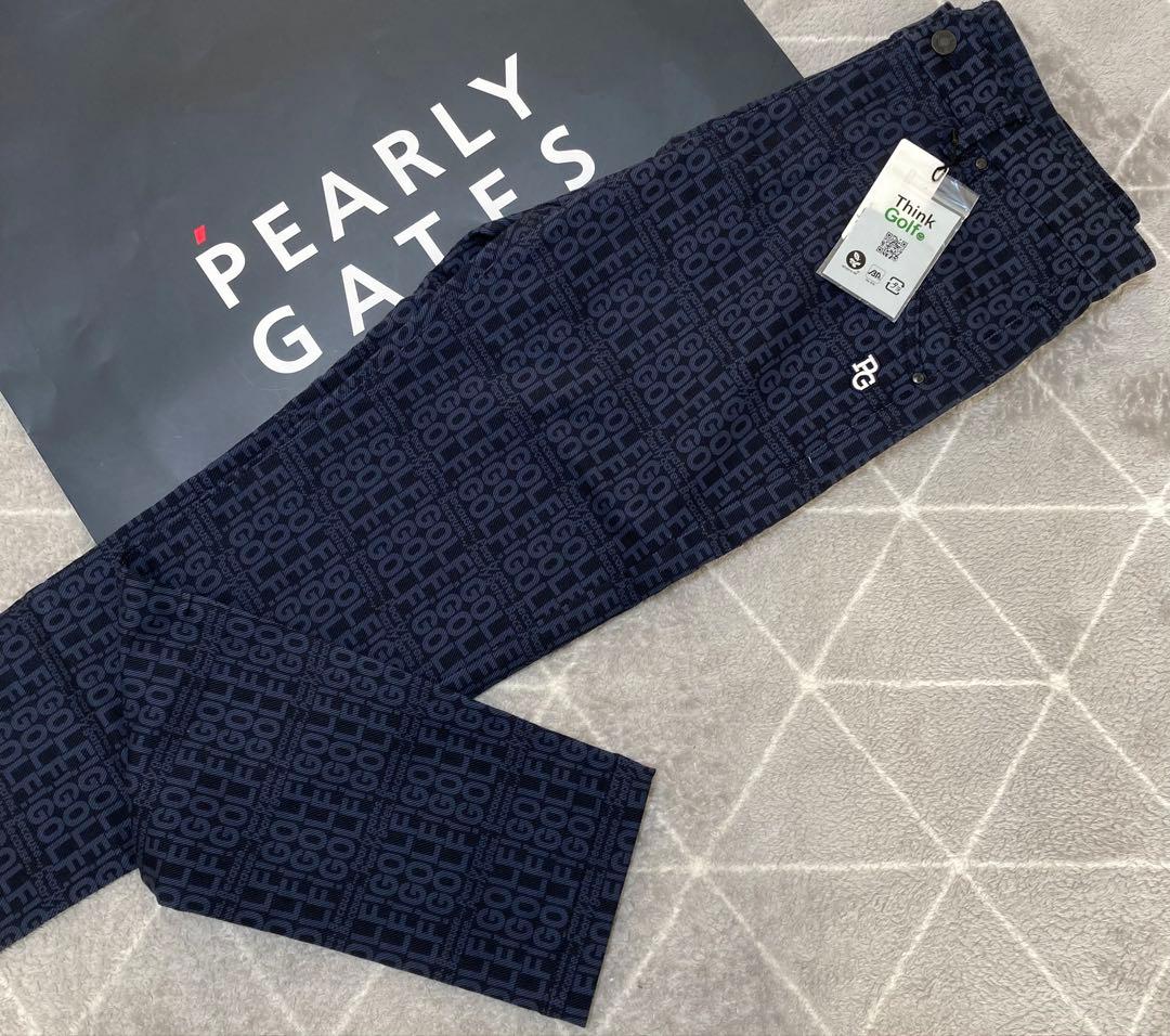 新品 パーリーゲイツ コットンストレッチカルゼ表ピーチパンツ(6)サイズLL/紺