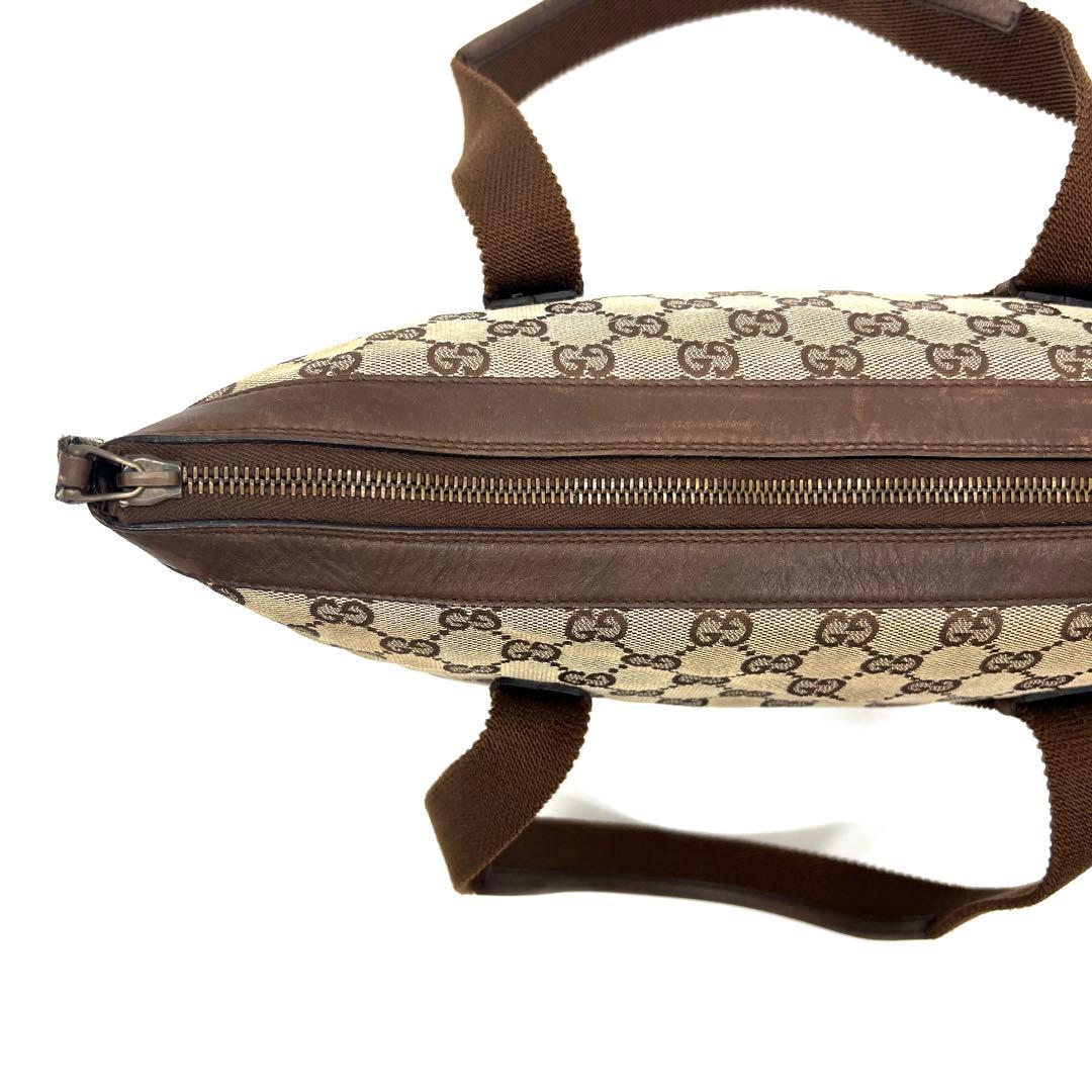 【美品】 GUCCI ハンドバッグ キャンバス レザー ブラウン バニティ