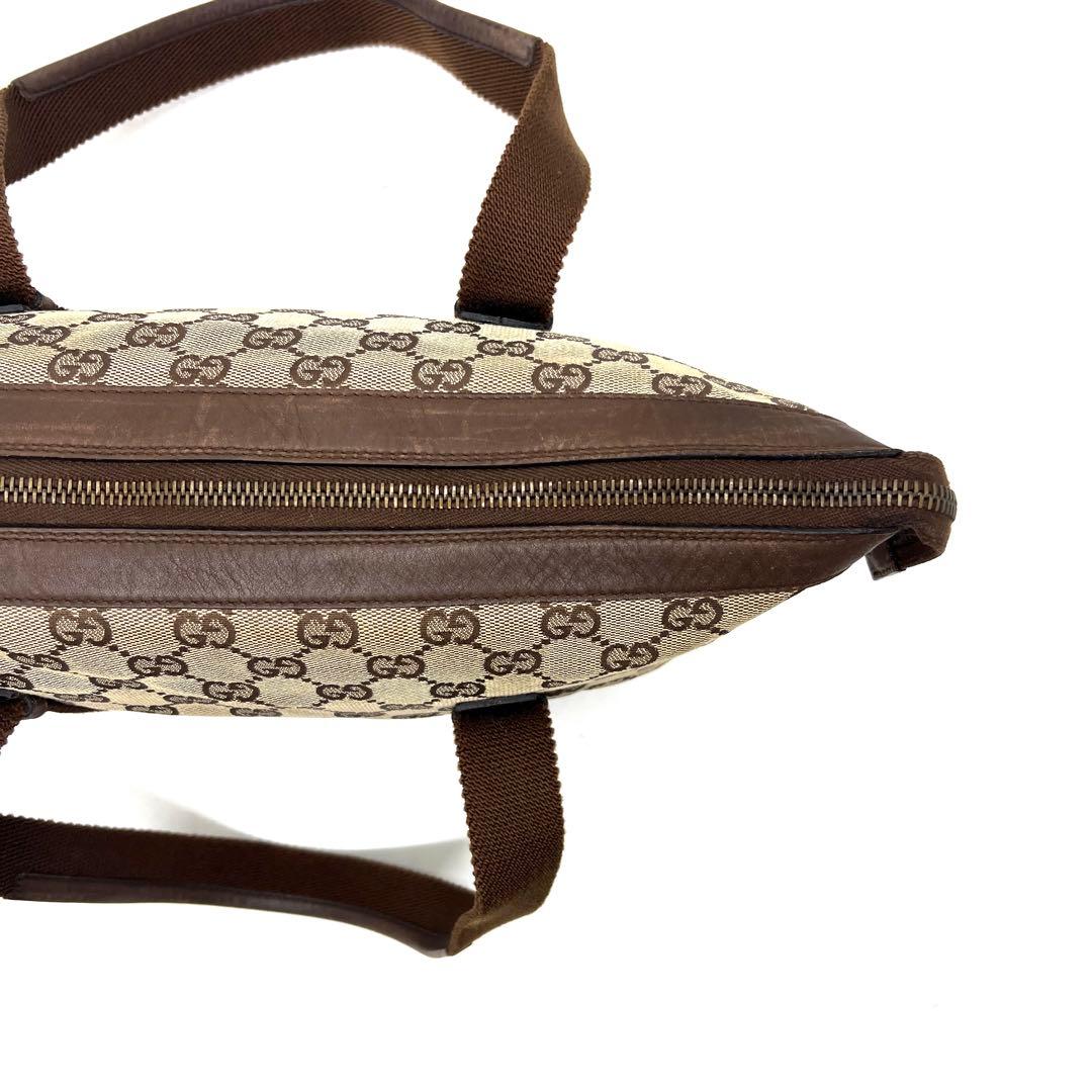 【美品】 GUCCI ハンドバッグ キャンバス レザー ブラウン バニティ
