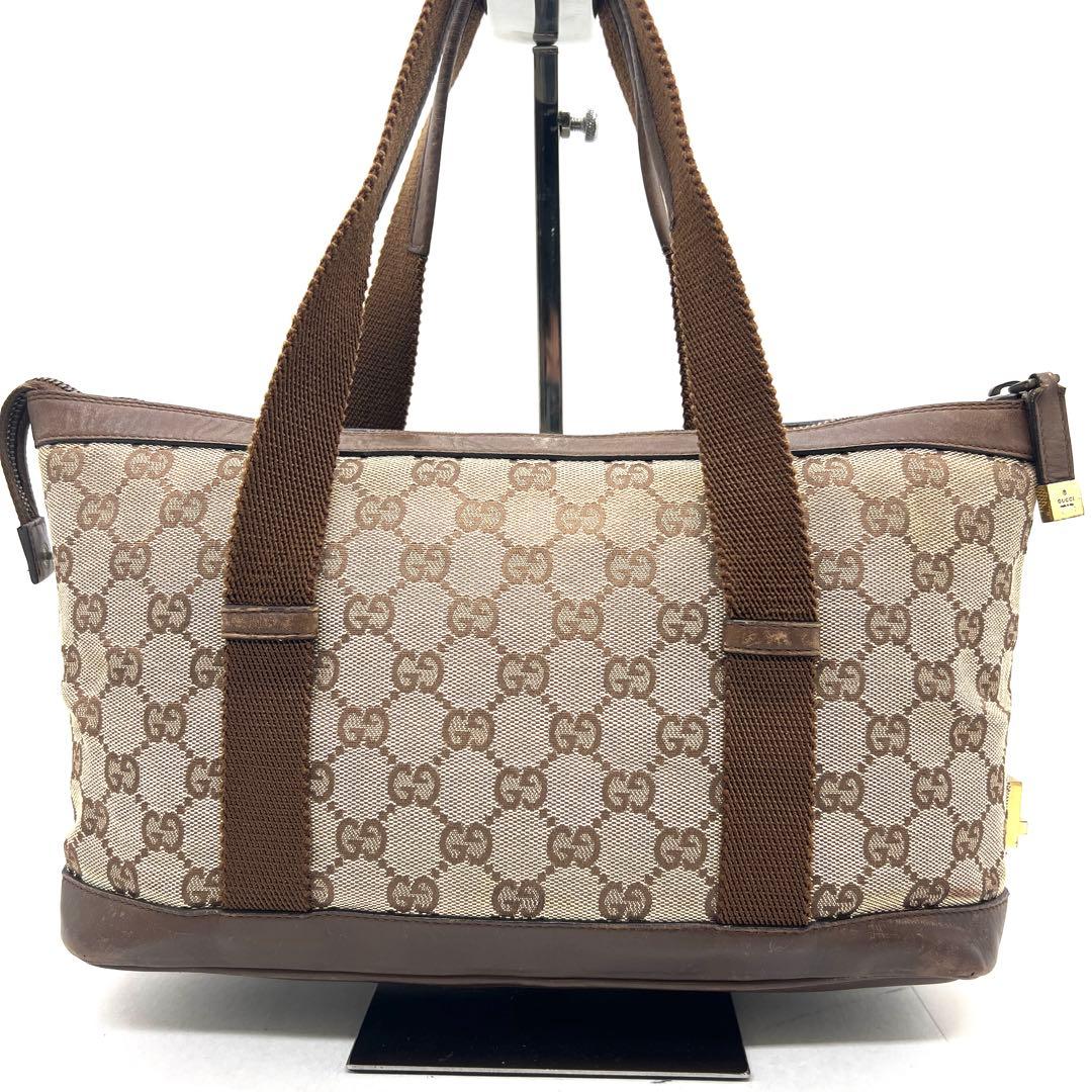 【美品】 GUCCI ハンドバッグ キャンバス レザー ブラウン バニティ