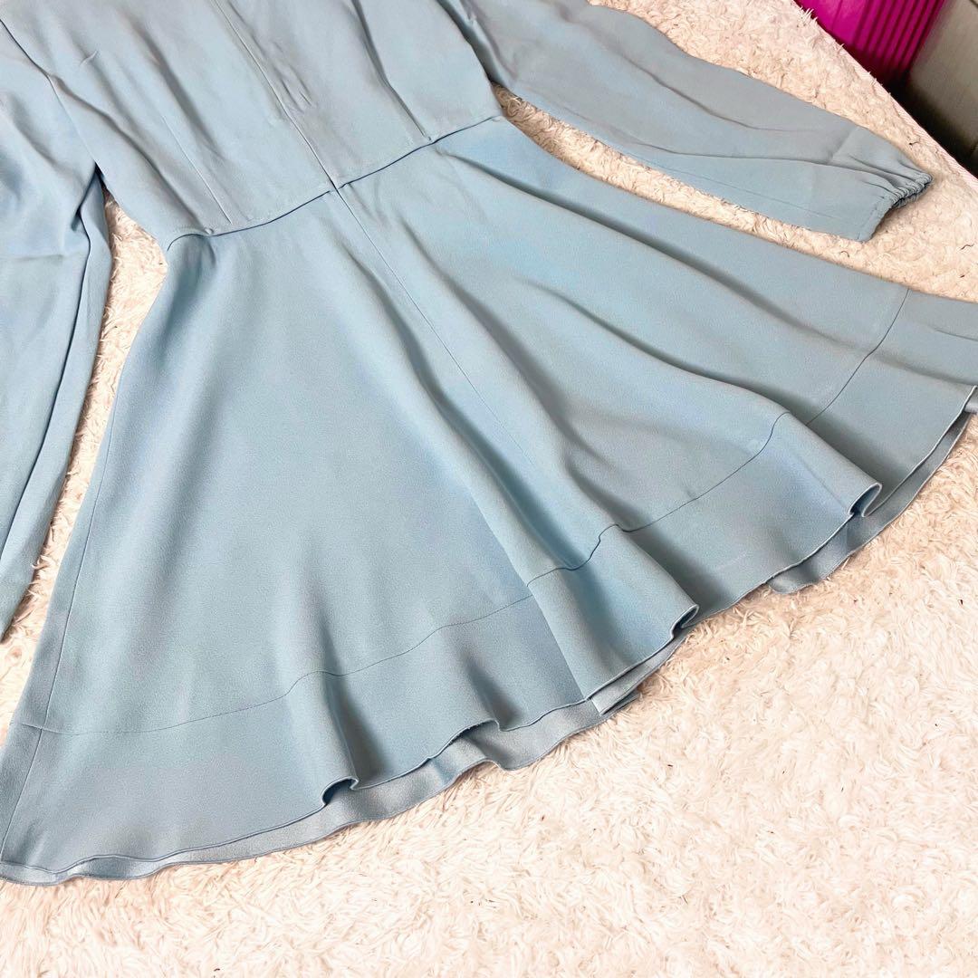 ✖︎ ヴァレンティノ ワンピース Aライン フレア リボン ブルー 水色 M