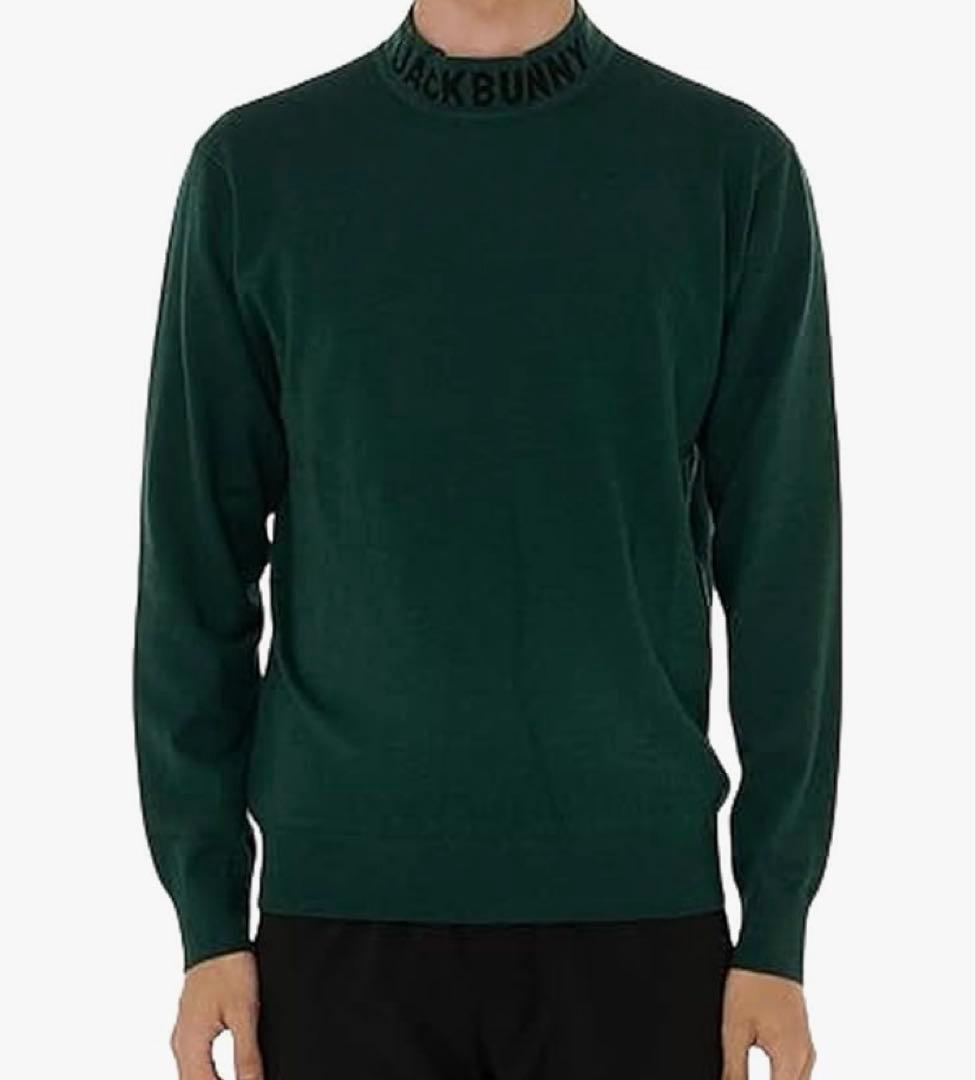 新品 パーリーゲイツ ジャックバニー ロゴハイネックニット(5)サイズL/緑