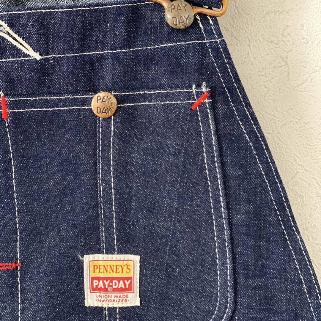 50ｓ　デッドストック　PAY DAY　デニム　フラッシャー付き　オーバーオール