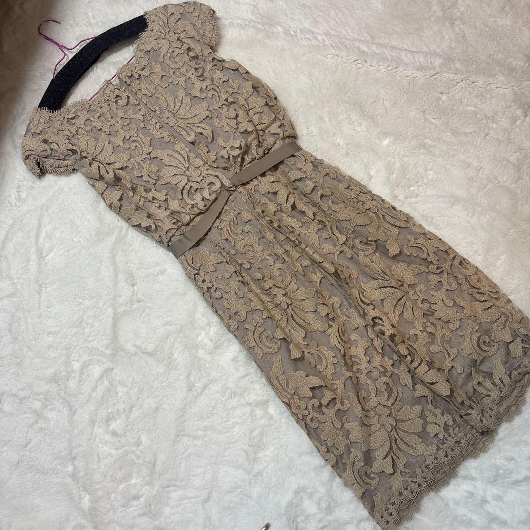 【お値引き】TADASHI SHOJI レースワンピース　サイズ4 ベージュ