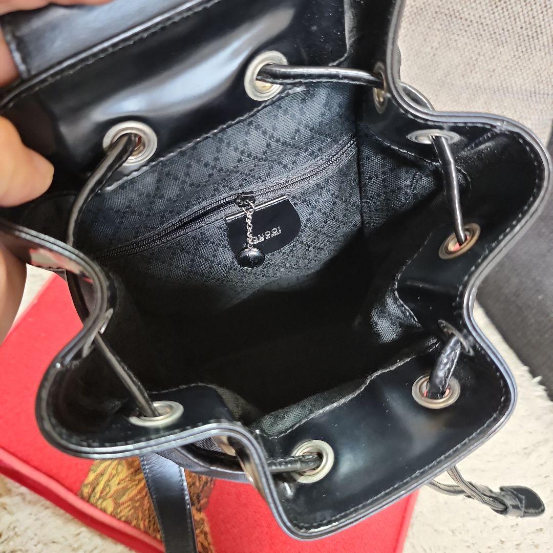 【美品】グッチ バンブー ショルダーバッグ ボンサック ナイロン×レザー 黒