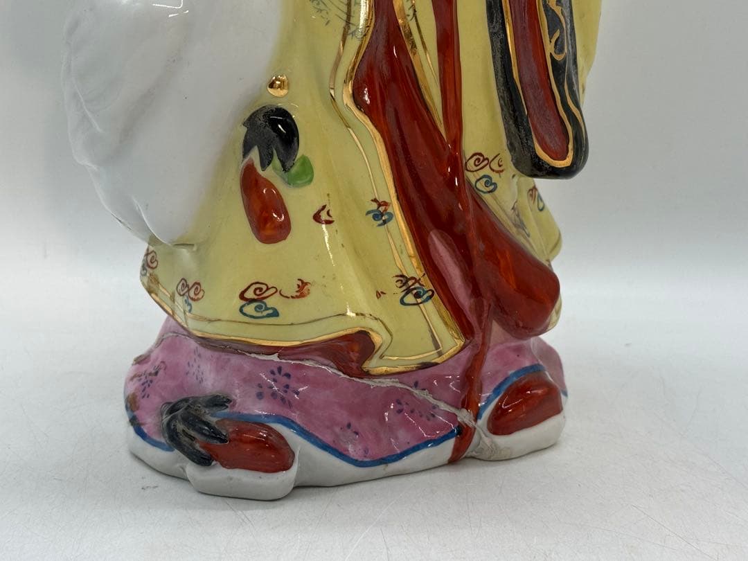 中国　景徳鎮製　色絵　禄星寿星像　送料込み251222