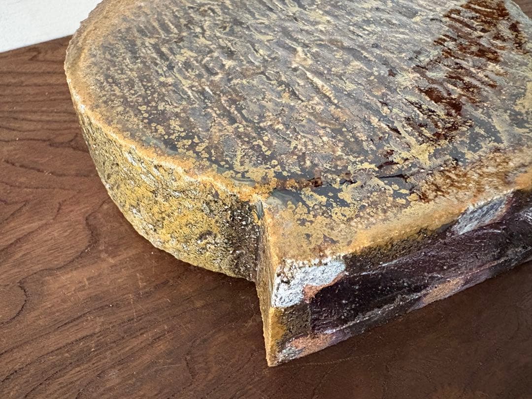 松崎健　灰被窯変扁壷　共箱　未使用品