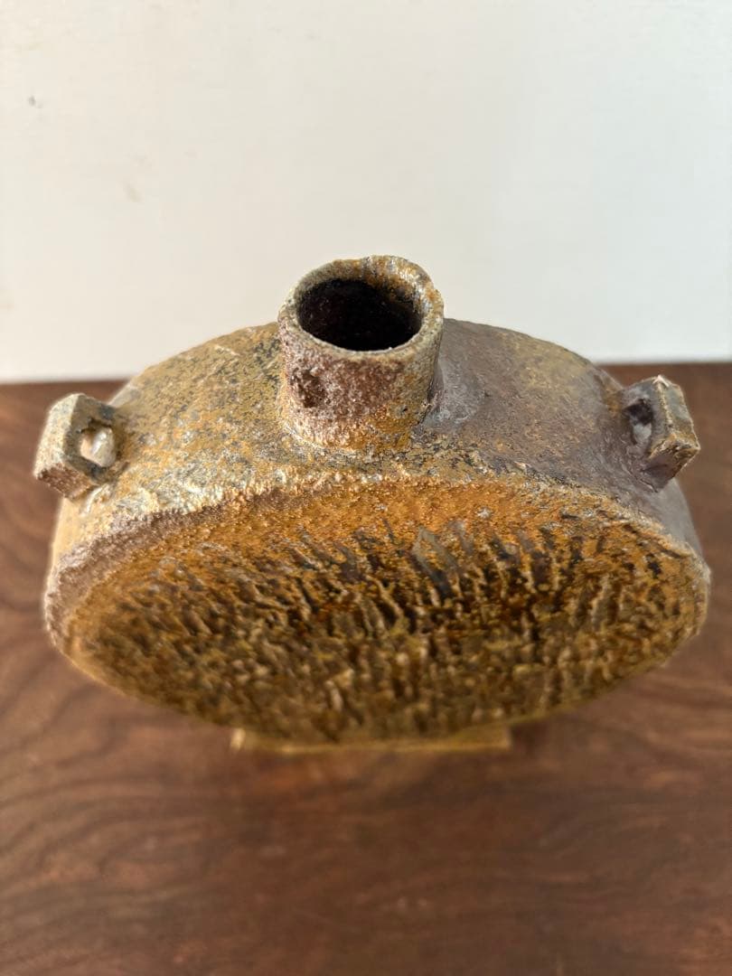 松崎健　灰被窯変扁壷　共箱　未使用品