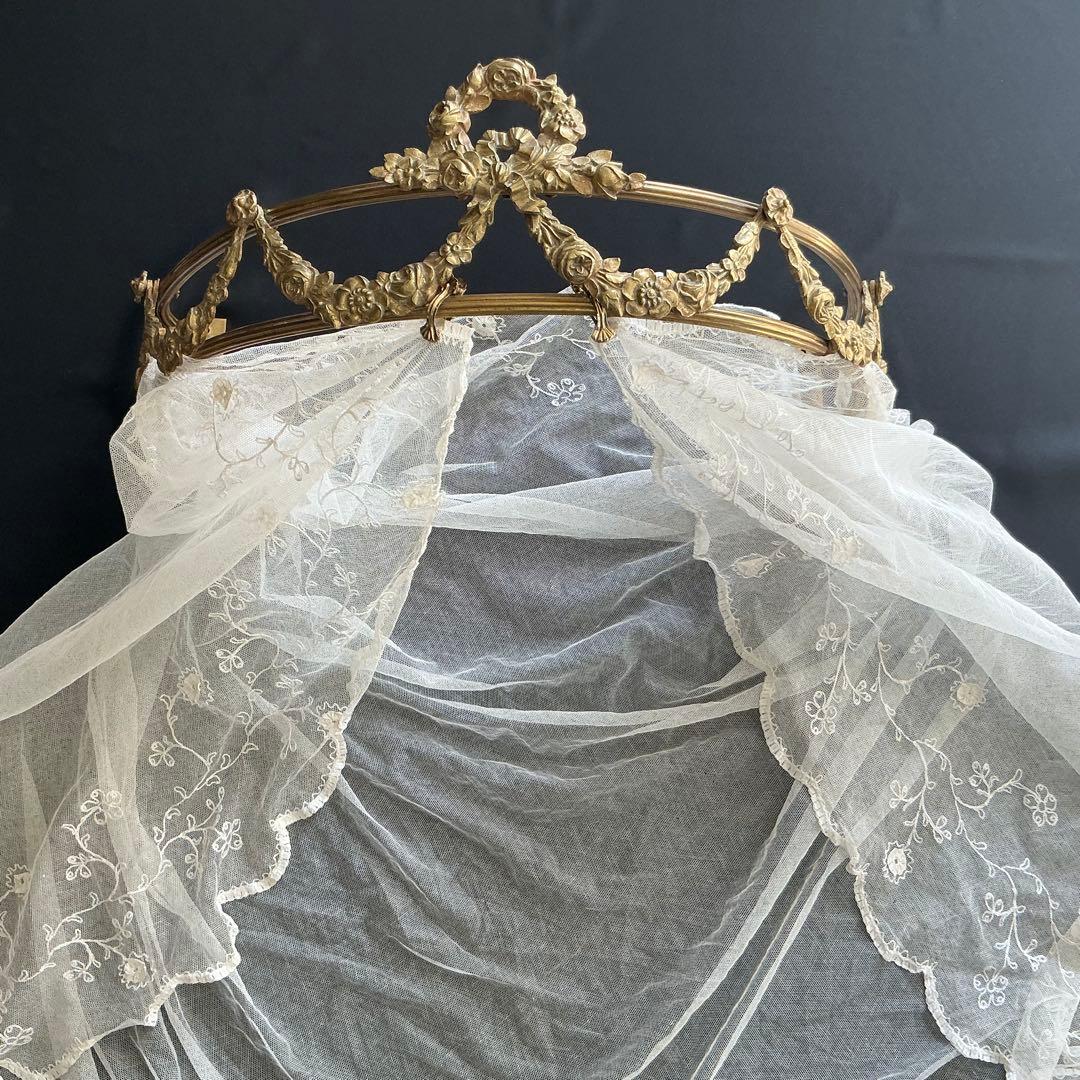 フランスアンティーク　シエル・ド・リット　ベッドの天蓋　ガーランド　オルモル