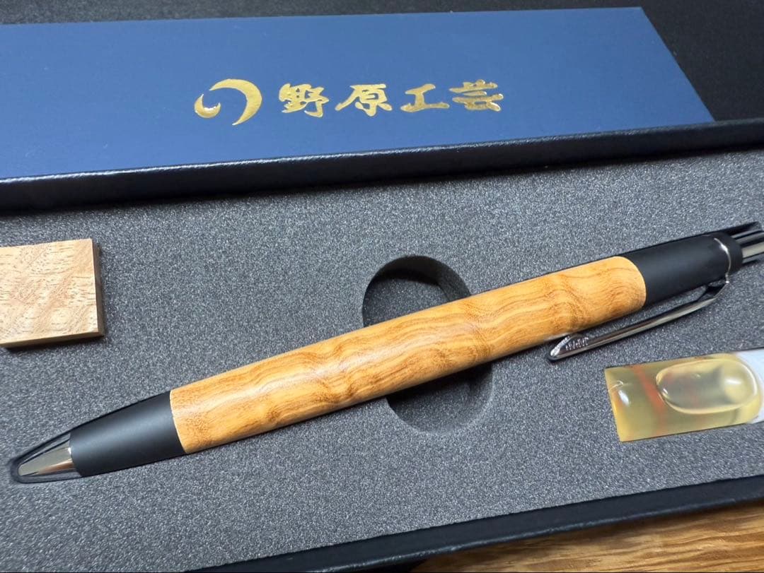 【新品・未使用】野原工芸 オリーブ杢 新型シャープペンシル　シルバー金具