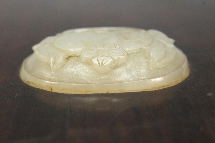 中国美術 古硯 端渓 白玉貼紫檀箱(K-LC732)