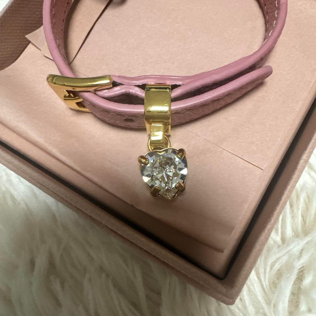 miumiu ハート クリスタル レザー ブレスレット
