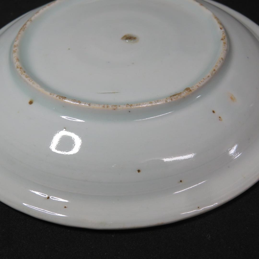 皿 5枚 古伊万里 染付 山水 江戸 窯傷 家屋 船