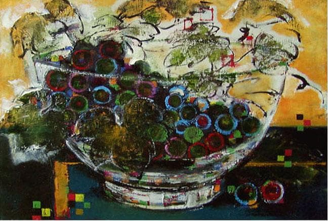 油絵 菅家令子 絵 絵画 インテリア uF6-061203 静物 果物 ぶどう