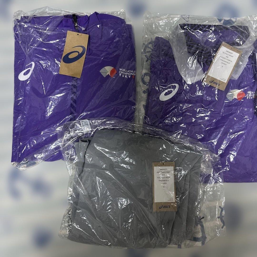 世界陸上　3点セット　アシックス　ウェア　ポロシャツ S パンツM