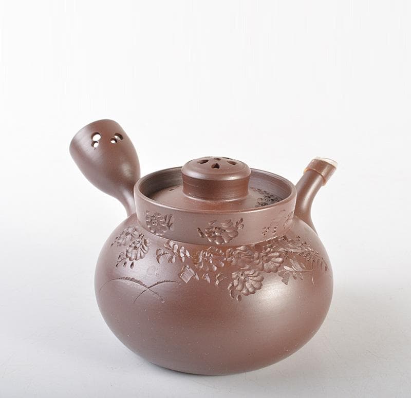 煎茶道具　萬古焼　伊藤実山作　急須　茶壷　共箱　C　R7256