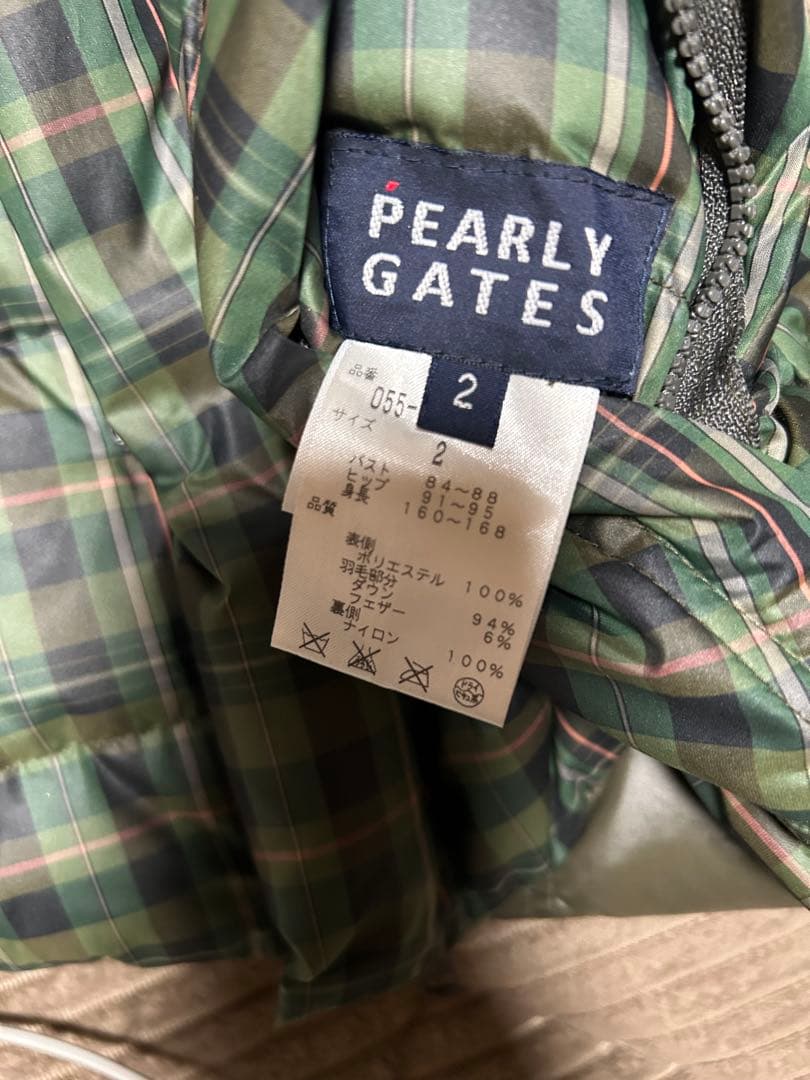 PEARLY GATES ダウンジャケット グリーン系チェック2