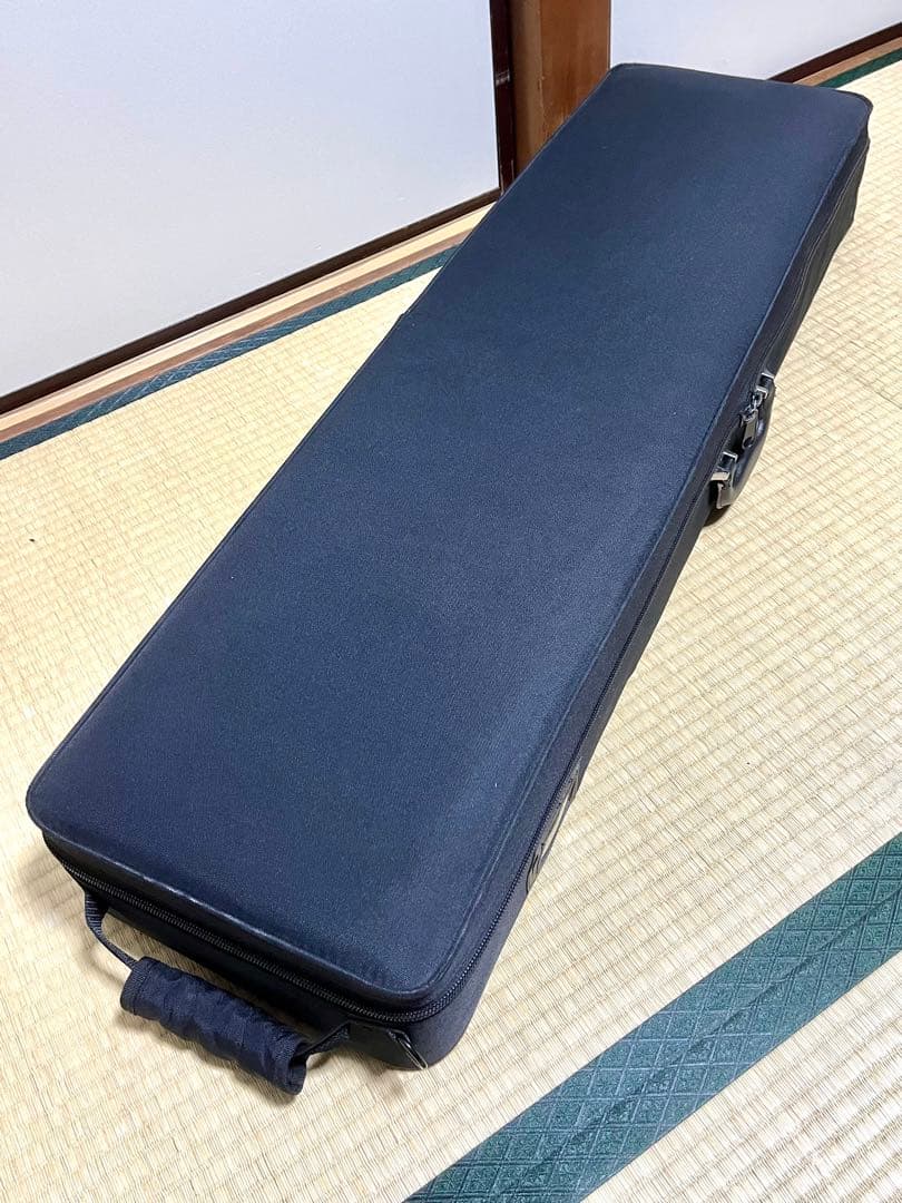 津軽三味線 段違い二本溝 トチ有 本鼈甲撥 軽量ハードケース付き 皮破れ無し