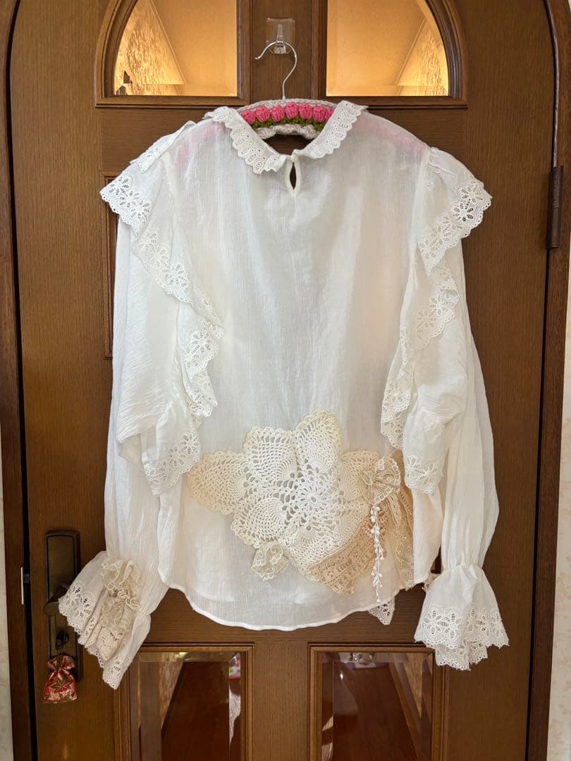 美品✨アンティークレースのブラウス　オートクチュール　コットン100%