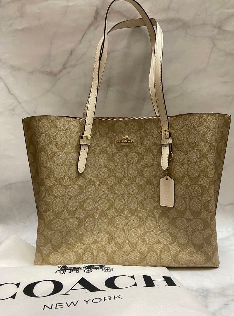 【美品】COACH トートバッグ シグネチャー ベージュ