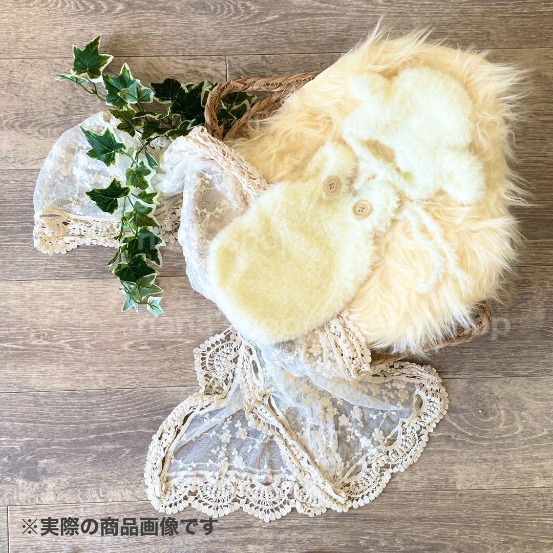 ふわふわネイビー♪くま耳帽子とロンパース ニューボーンフォト衣装 ボンネット