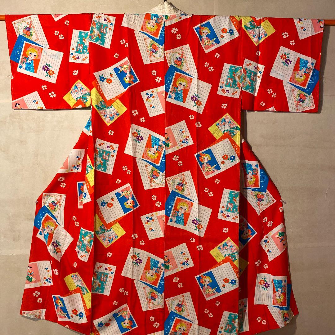 朱赤地ビィンテージ長襦袢