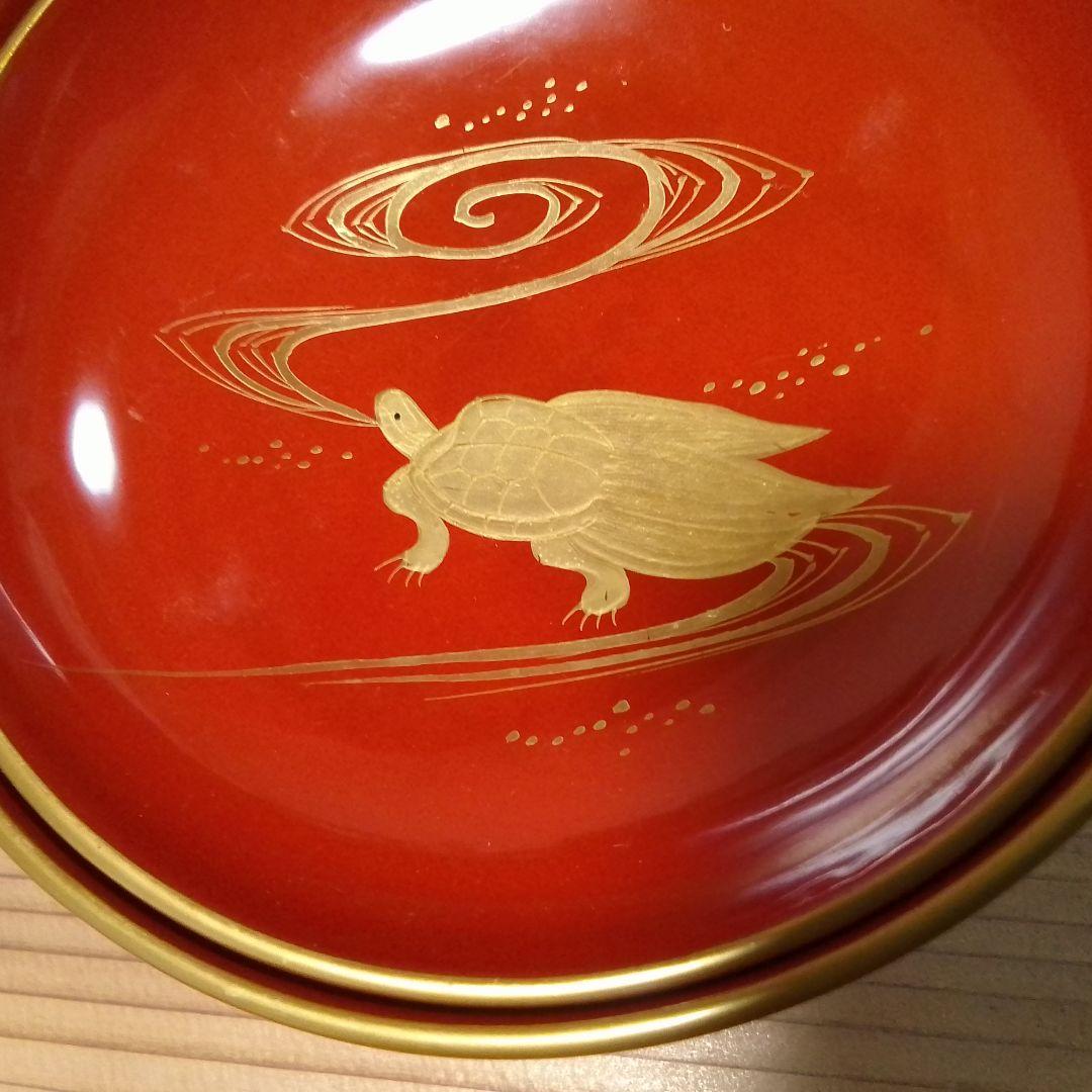 明治時代漆器 　蓑亀蒔絵　金蒔絵　菓子椀2客　アンティーク　骨董