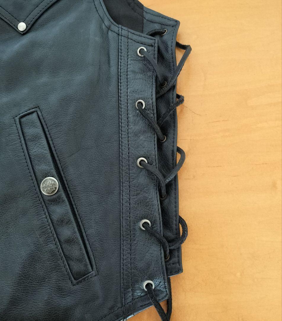 ハーレーダビッドソン USA製 コンチョ付き メンズ レザーベスト S