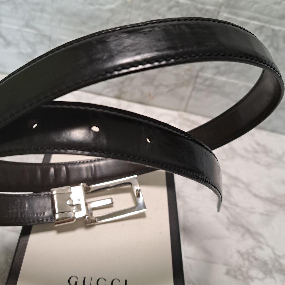 ✨美品✨GUCCI グッチ ベルト Gバックル シルバー金具 本革 ビジネス