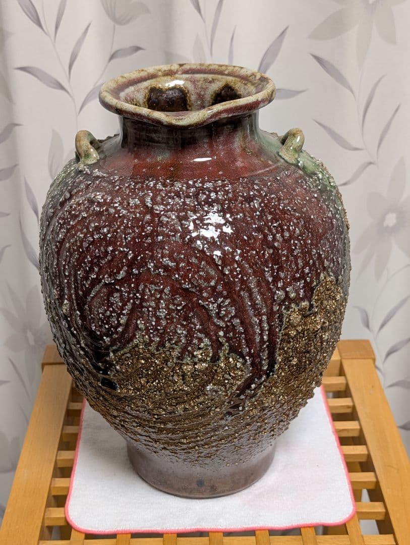 花瓶　インテリア　火色 　　石はぜ　焦げ　自然釉　信楽