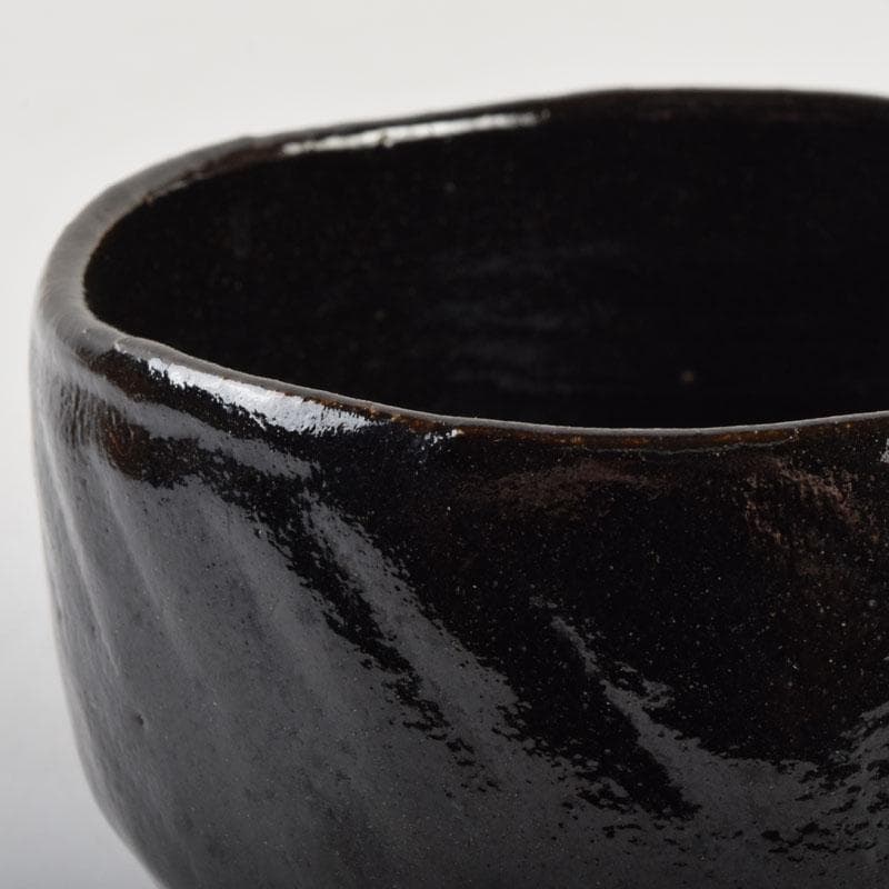 茶道具　八事窯　一休庵　中村道年造　黒楽茶碗　共箱　C　8879