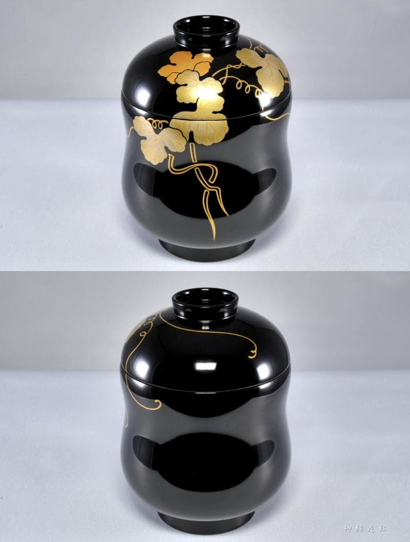 静峰 輪島塗 瓢箪形 瓢蒔絵 内銀溜 箸洗 五 共箱 懐石道具