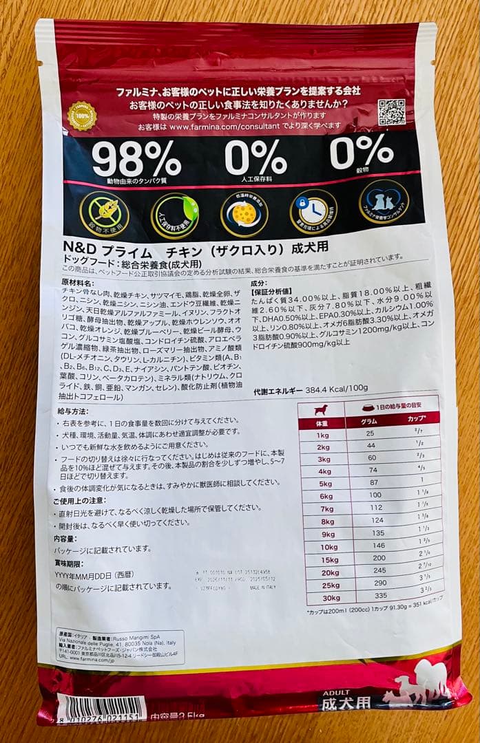 Farmina ファルミナ N&D プライムチキン（ザクロ入り)成犬用2.5kg