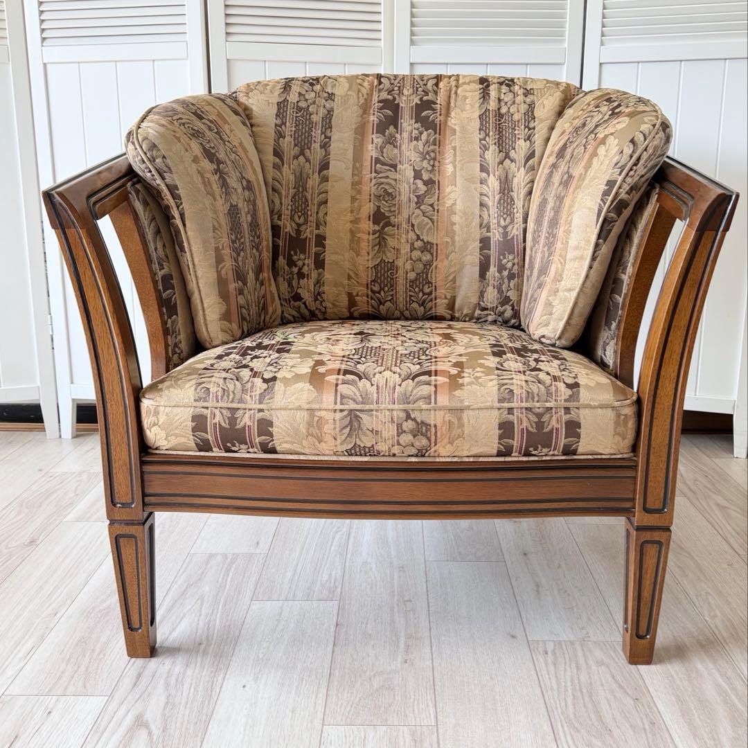 ロゼ　マルニ木工 地中海ロイヤル シャルル アームチェア 1人掛けソファ