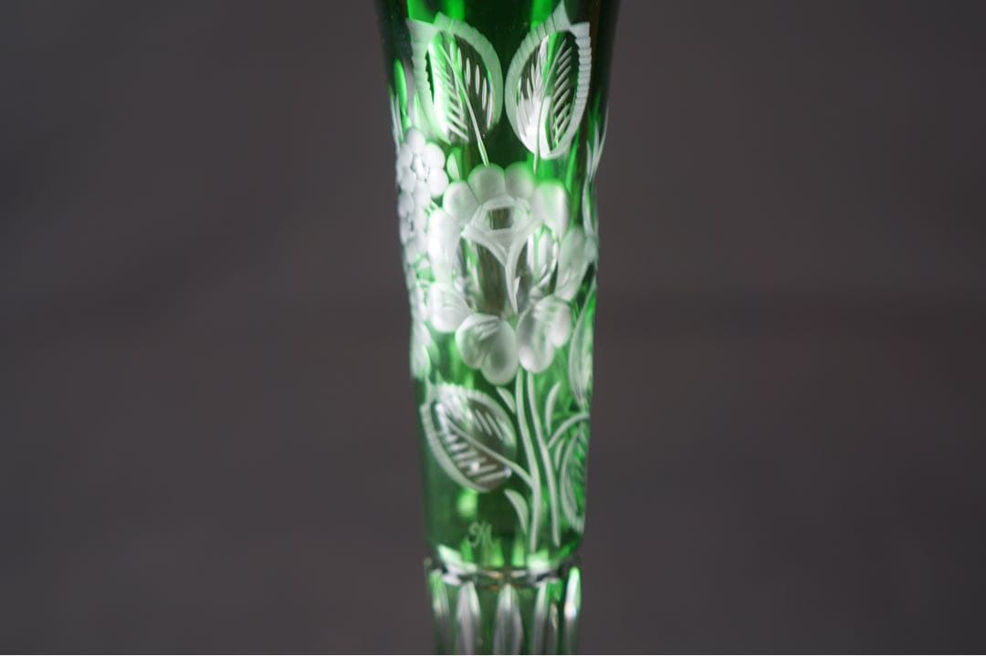 Meissen crystal マイセン 一輪挿し 花瓶 グリーン 美品