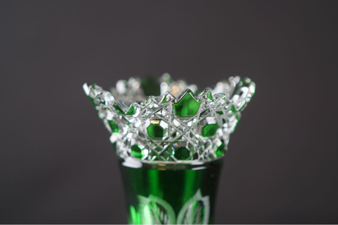 Meissen crystal マイセン 一輪挿し 花瓶 グリーン 美品