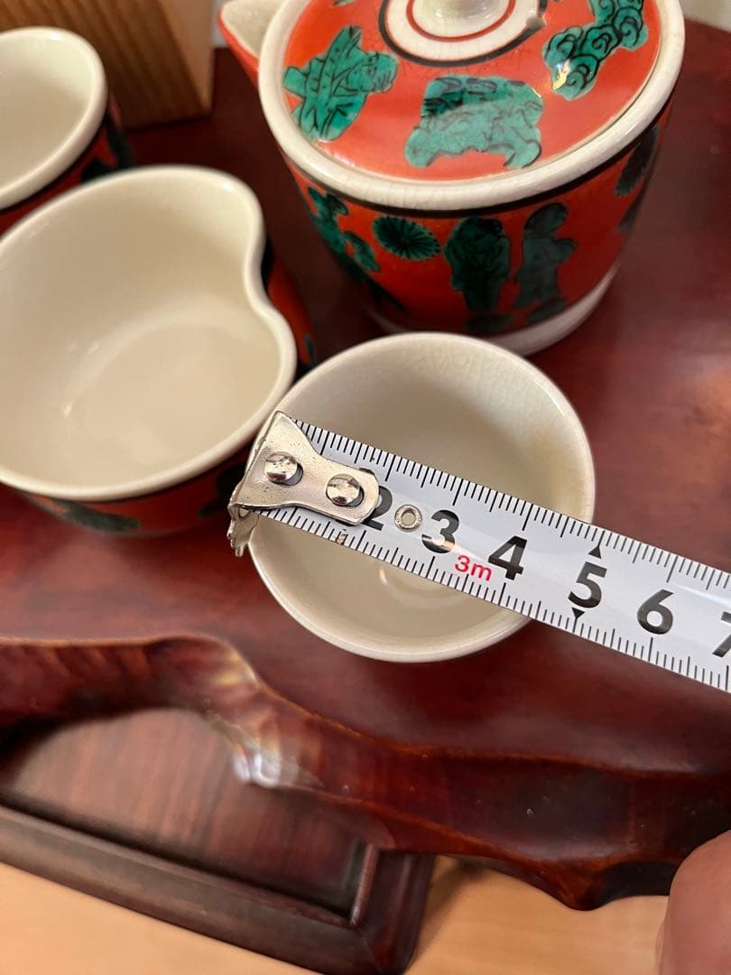 煎茶器セット　九谷松寿堂　京焼木米　木米赤　唐子