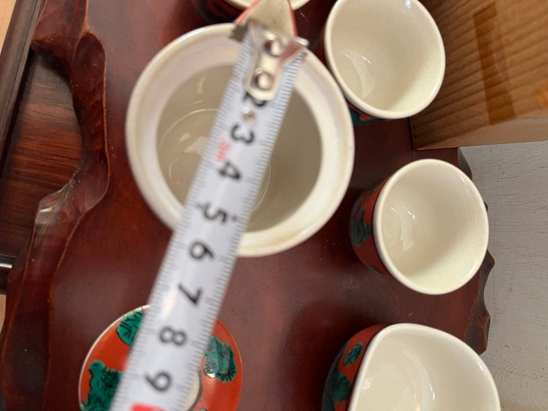 煎茶器セット　九谷松寿堂　京焼木米　木米赤　唐子