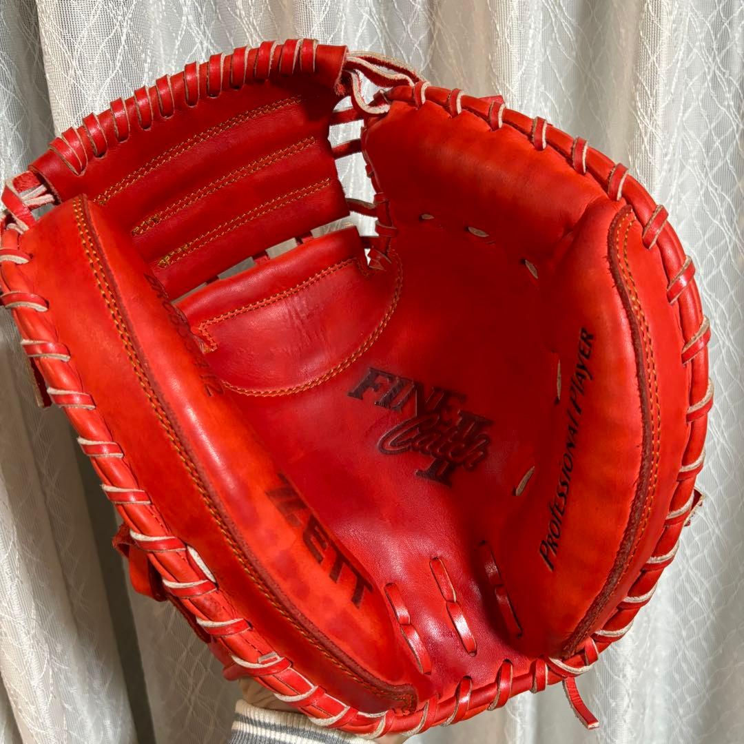 ZETT 軟式 キャッチャーミット 型付け済 美品 レッド