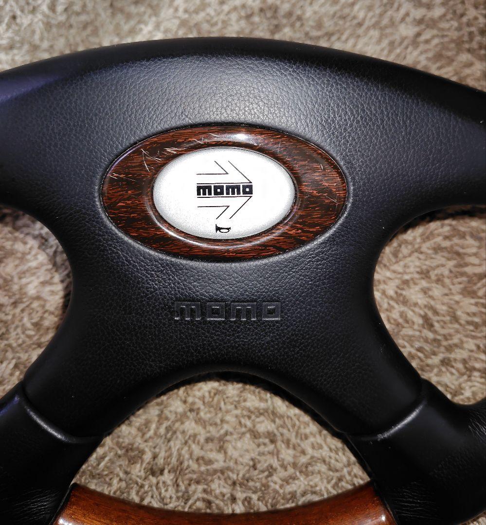 【中古・お買得品】MOMOステアリング ウッド＆レザー リーガル ボス・カバー付