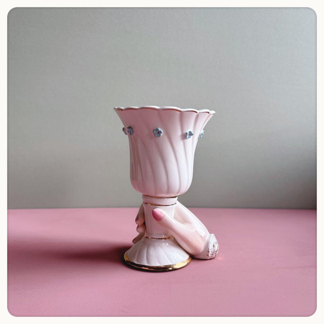 ヴィンテージ　アメリカ製　ハンドモチーフ　花瓶　フラワーベース