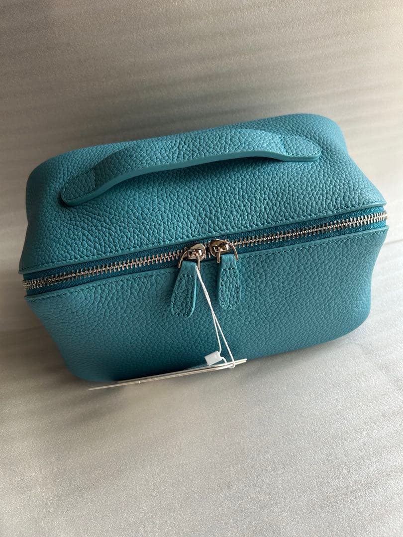 レザー化粧ポーチ ブルー