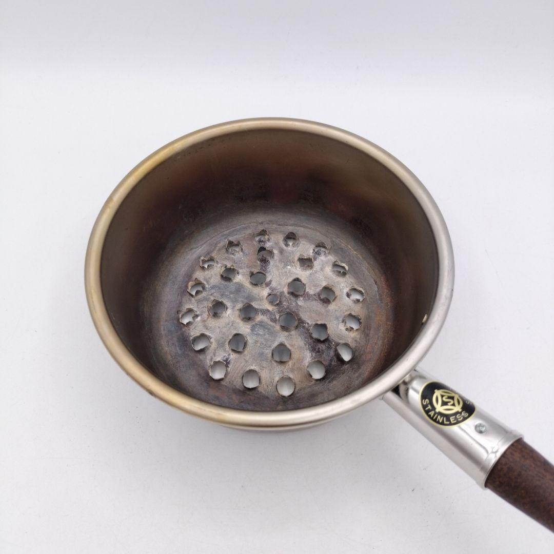 c872 台付十能火起こしセット ステンレス 茶道具 古物