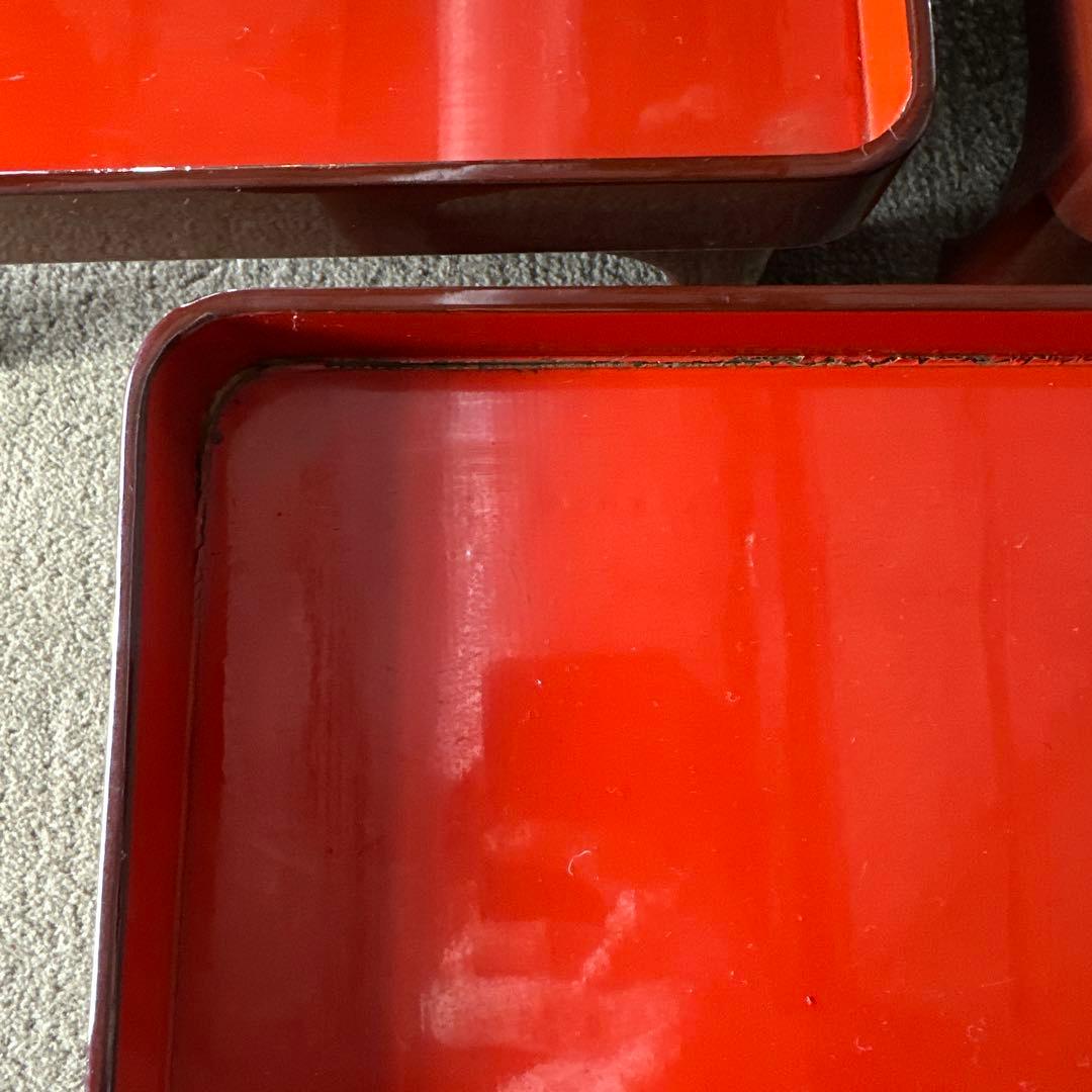 B 旧家 輪島塗 高脚膳 5客 時代漆器 専用木箱付き アンティーク き