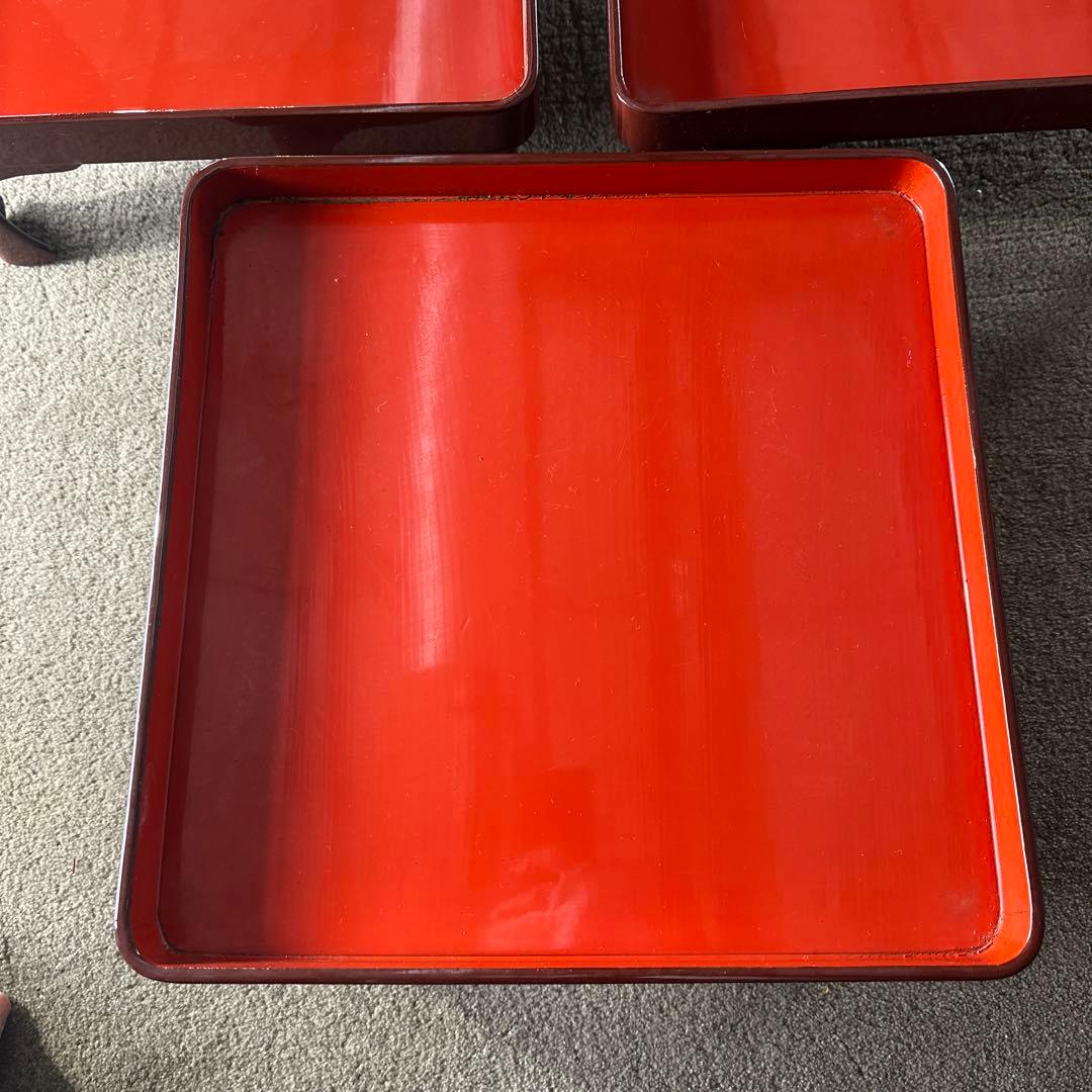 B 旧家 輪島塗 高脚膳 5客 時代漆器 専用木箱付き アンティーク き