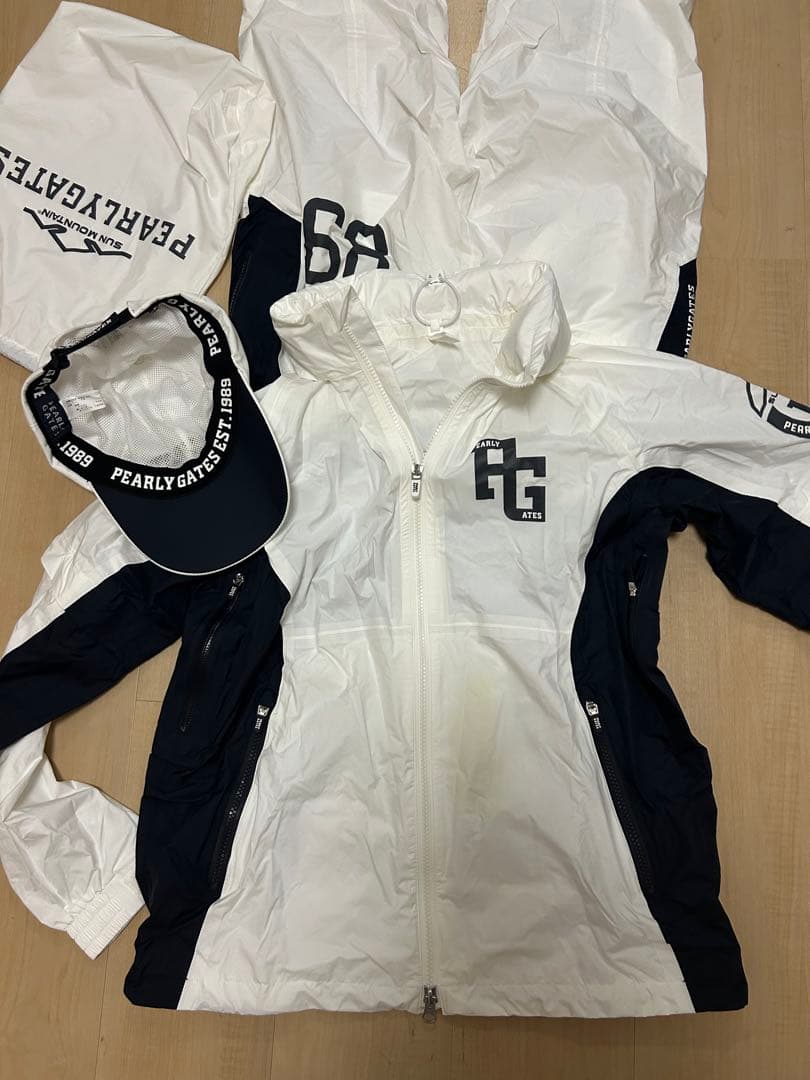【新品未使用】パーリーゲイツレインウェア　白×ネイビーPEARLY GATES