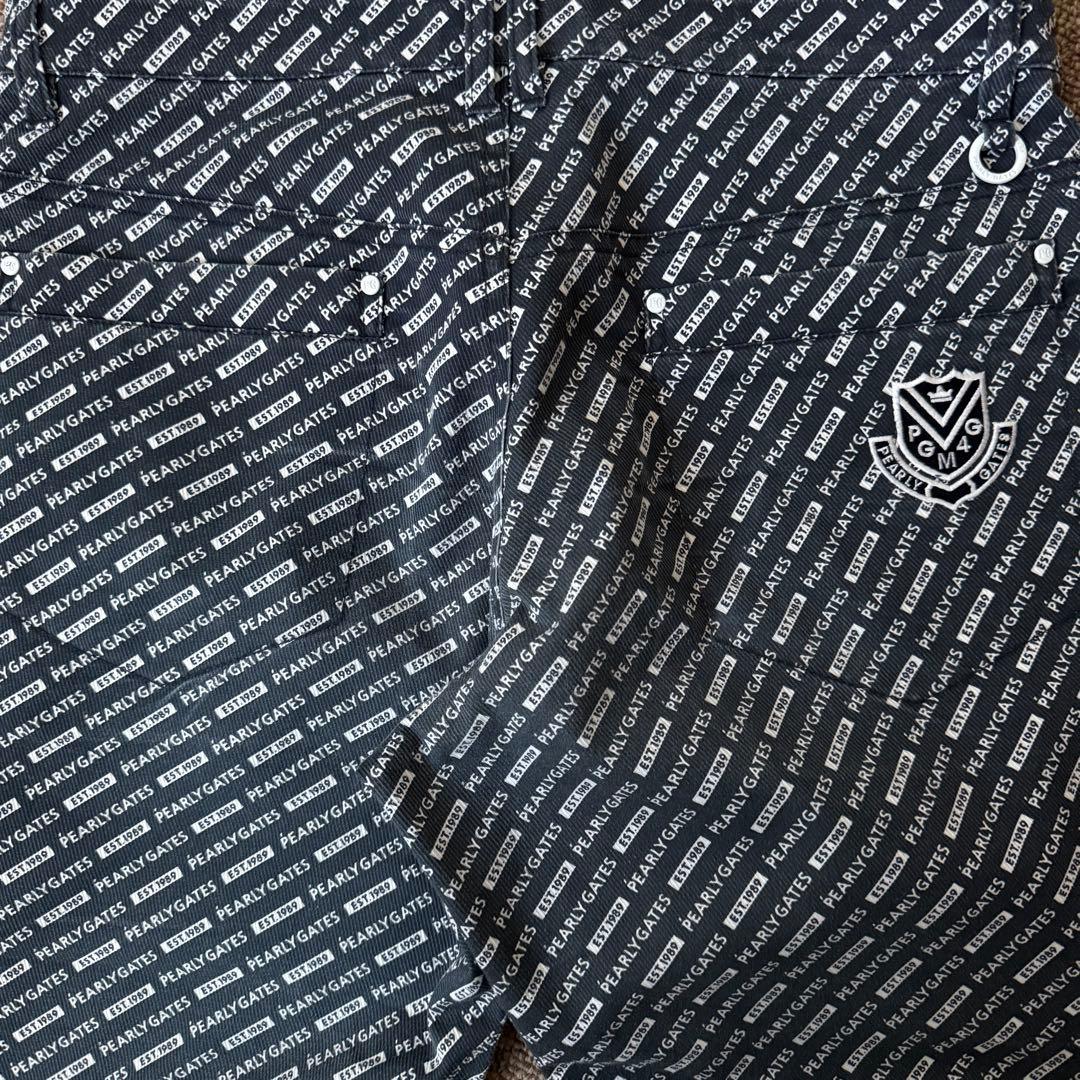 パーリーゲイツ　パンツ　総柄　L〜XL相当　紺　ネイビー　白　コットン素材　5