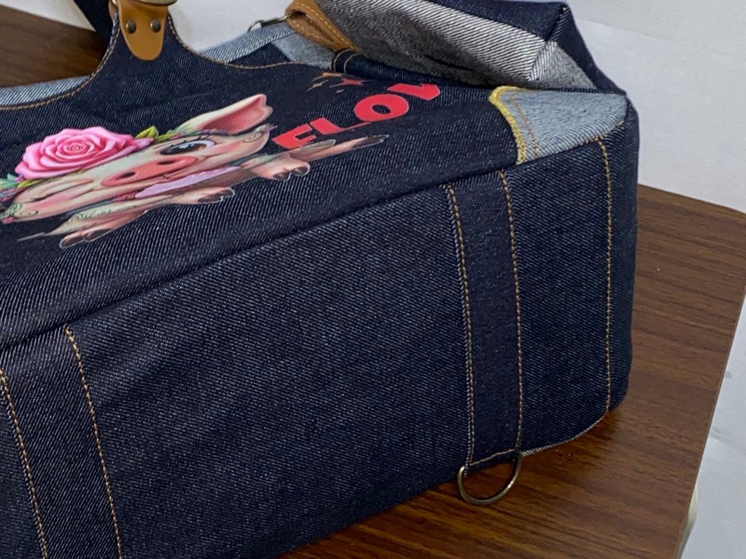 岡山デニム☆ブタさん☆カエル☆リュック対応☆4wayあおりバッグ