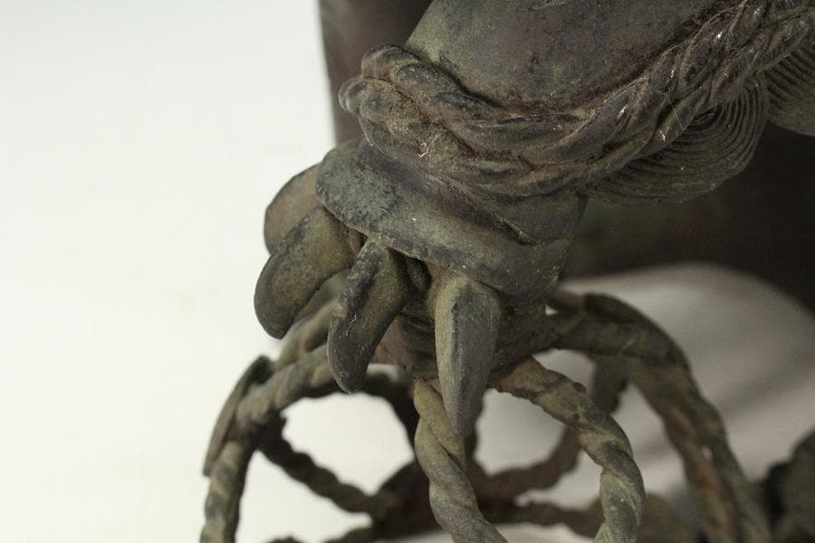 古銅 獅子 香炉 置物 時代物 骨董(K-YC451)