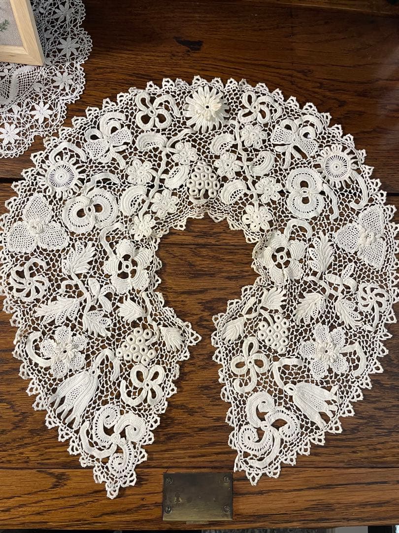 1880年代 フランス アイリッシュクロシェレース つけ襟 ビッグカラー